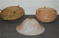 Lot 20 - A smoky glass ceiling light litting; together...