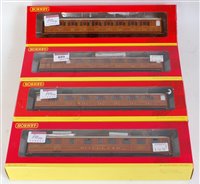 Lot 859 - 4 Hornby later series Gresley teak coaches,...