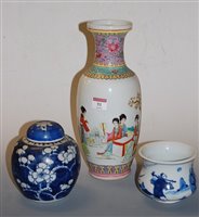 Lot 51 - A Chinese vase of baluster form, enamel...