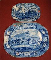 Lot 119 - A large 19th century blue & white meat plate...