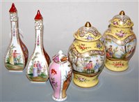 Lot 219 - A pair of continental porcelain yellow ground...