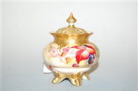 Lot 243 - A Royal Worcester porcelain pot pourri jar and...