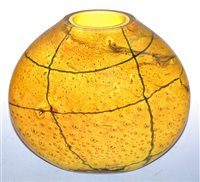 Lot 160 - A 1970s yellow Studio glass vase of slab sided...