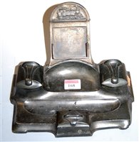 Lot 168 - An Art Nouveau brass desk stand with twin...