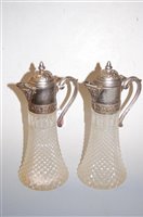 Lot 270 - A pair of moulded glass and silver plated...