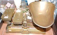 Lot 170 - A set of Victorian brass grocer's scales by...