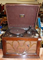 Lot 177 - An early 20th century beech cased HMV table...