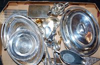 Lot 201 - A box of miscellaneous silver plated wares to...