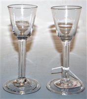 Lot 415 - A pair of 18th century liqueur glasses, each...