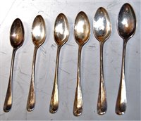 Lot 421 - A set of six Victorian silver teaspoons, in...