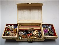 Lot 466 - A cream leather clad jewellery box and...
