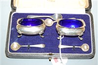 Lot 474 - A pair of George V silver open salts of squat...