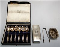 Lot 508 - A cased set of six silver coffee spoons;...