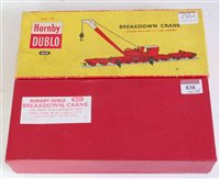 Lot 838 - Hornby Dublo 4620 gloss red breakdown crane in...