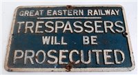Lot 33 - Cast iron notice 'Great Eastern Railway'...