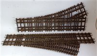 Lot 284 - Brass raised centre rail pointwork, wooden...