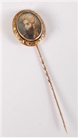 Lot 2529 - A painted stick pin an Ottoman style gentleman,...