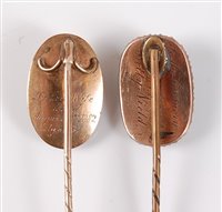 Lot 2532 - Two late 19th century mourning stick pins: an...