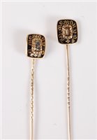 Lot 2534 - Two 19th century mourning stick pins: a...