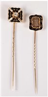 Lot 2535 - Two 19th century mourning stick pins: a...