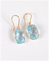 Lot 2635 - A pair of topaz earrings, the rectangular...