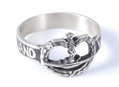Lot 158 - A German kriegsmarine white metal ring