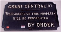 Lot 73 - A Great Central Railway original cast iron...