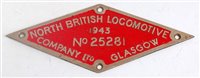 Lot 75 - An original brass diamond Locomotive Works...
