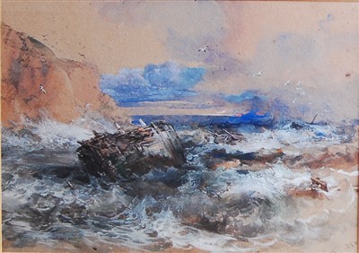 Lot 1456 - George Cattermole (1800-1868) - Shipwreck on...