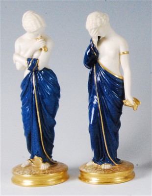 Lot 1096 - A pair of Royal Worcester porcelain figurines...
