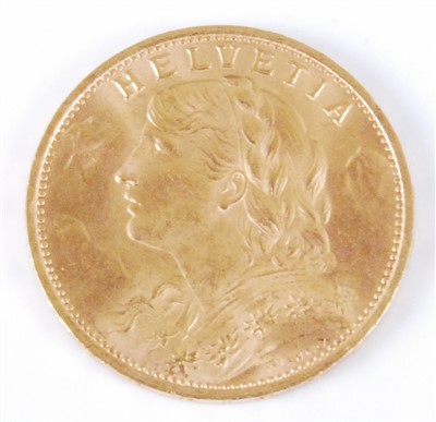 Lot 2047 - Switzerland, 1922 gold 20 francs