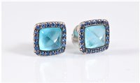 Lot 1324 - A pair of 18ct white gold *blue topaz* and...