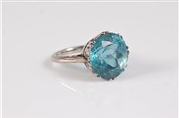 Lot 1293 - An 18ct aquamarine single stone ring, the...