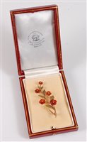 Lot 1252 - A late 19th century 15ct carnelian and diamond...