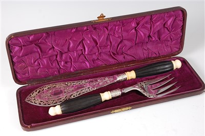 Lot 1194 - A leather cased pair of late Victorian silver...