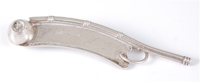Lot 1199 - A Victorian silver bosun's whistle, of typical...