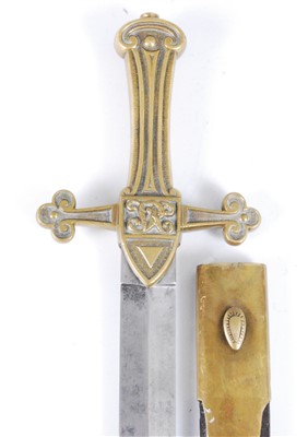 Lot 125 - An M1856 Drummer's sword, having a 48cm double edged blade with brass hilt and grip with VR cypher