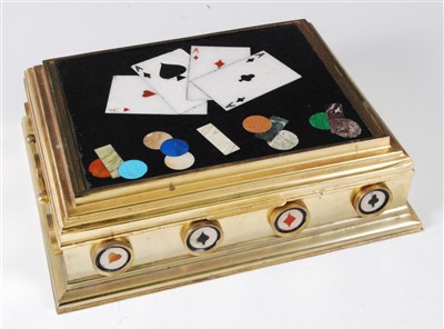 Lot 1342 - An Italian pietra-dura and lacquered brass...
