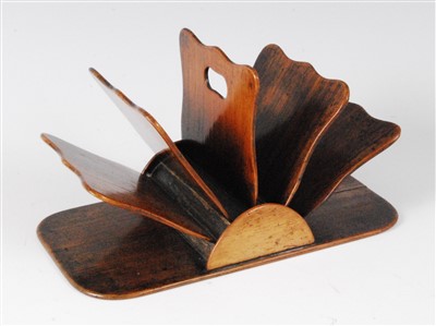Lot 1349 - A Victorian rosewood letter-rack, of fan shape,...