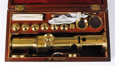 Lot 1393 - A Davis's Improved large compound microscope,...