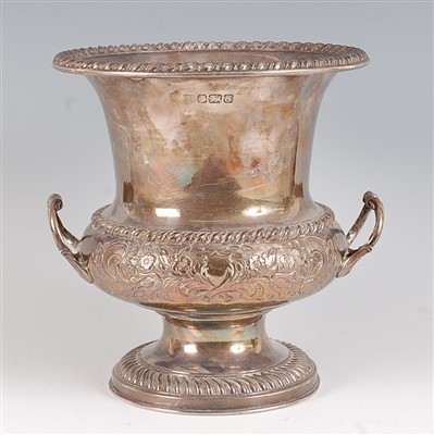 Lot 1200 - A modern silver pedestal wine cooler, having a...