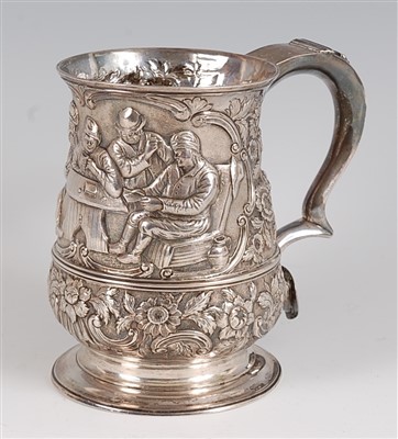 Lot 1203 - A mid-18th century silver baluster tankard,...