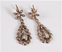 Lot 1319 - A pair of early 19th century diamond earrings,...
