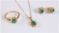 Lot 1180 - An 18ct emerald and diamond suite, comprising...