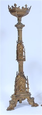 Lot 1383 - A large cast brass alter stick, in the 17th...