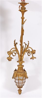 Lot 1397 - An early 20th century gilt metal electrolier,...