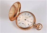 Lot 1338 - A 14k gold full hunter pocket watch by Elgin,...