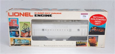Lot 396 - Lionel chrome 'Burlington' F-3B non powered...