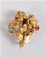 Lot 2620 - A 19th century gemset brooch, the floral spray...