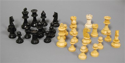 Lot 272 - An incomplete set of boxwood and ebony chess...